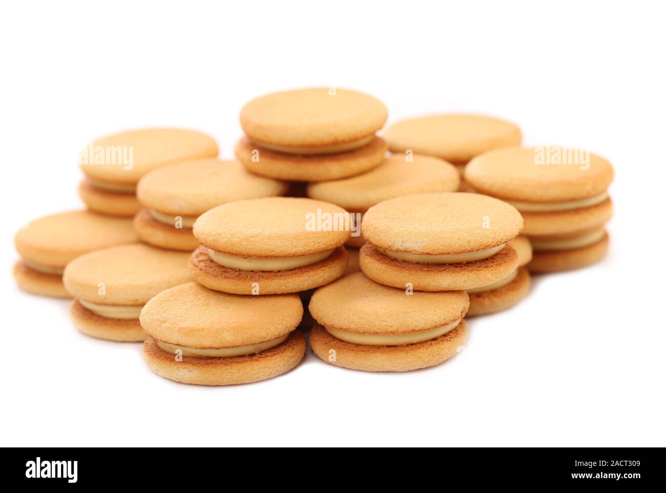 Biscuit sandwich with white filling Stock Photo Alamy