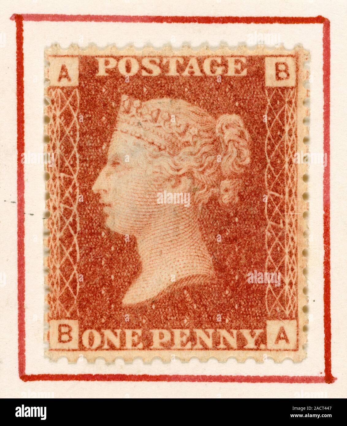 The Penny Red, the second postage stamp issued in the United Kingdom