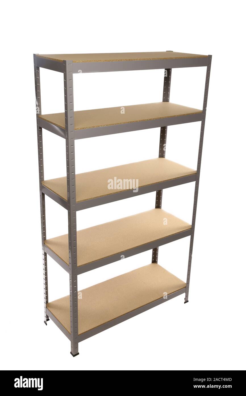 Metal industrial storage shelves Stock Photo Alamy