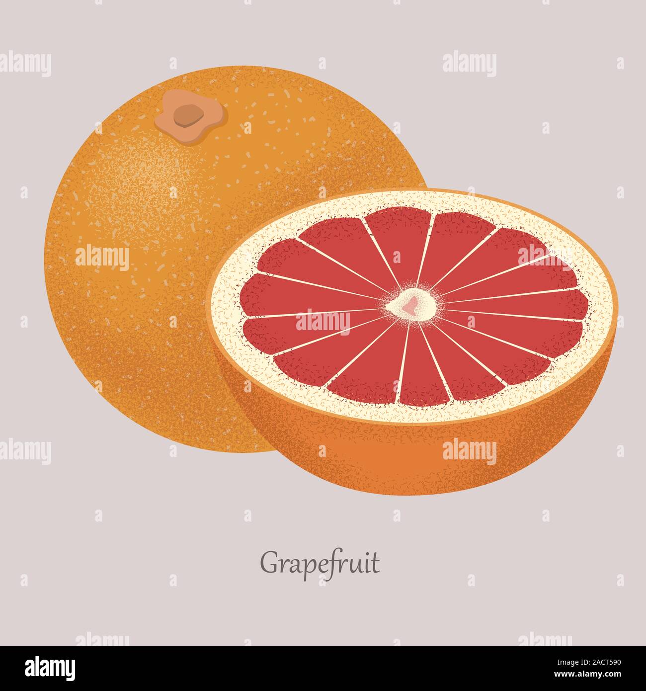 Fresh grapefruit and grapefruit slice, icon isolated on grey