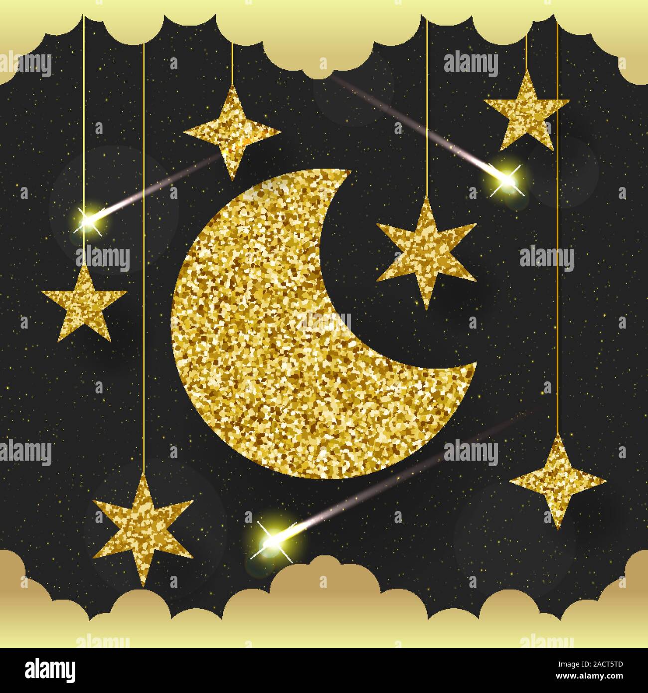 Golden Moon Symbol Icon Design Element, Illustration For Logo, Banner
