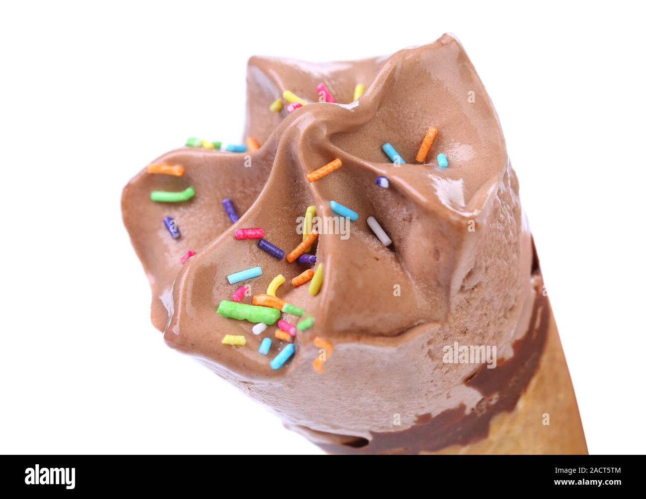 Chocolate ice cream cone. Sprinkles Stock Photo Alamy