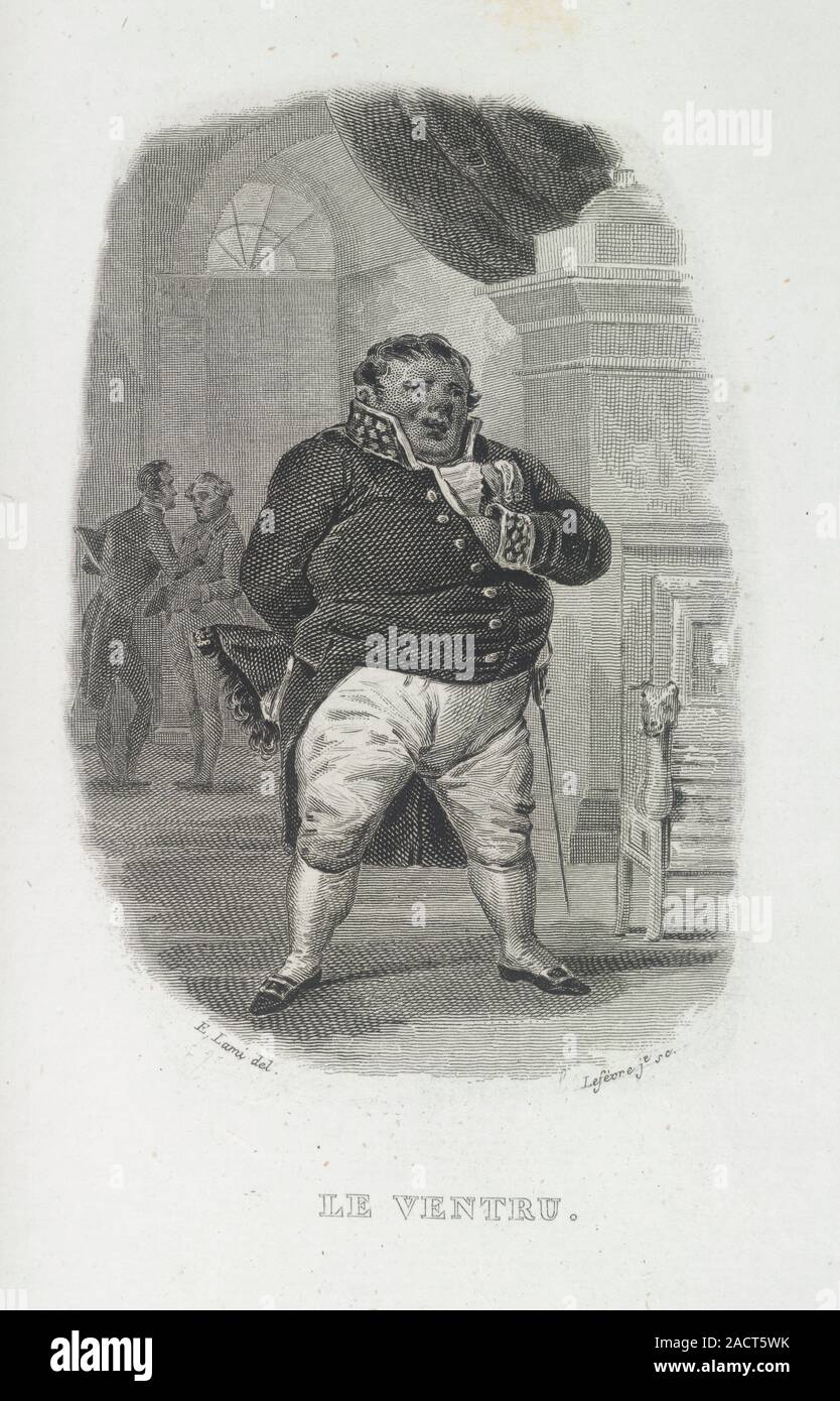 Fair round belly, Le Ventru. A French officer. Copper engraving after Eugene Lami. Image taken from Oeuvres completes edition unique revue par l'auteu Stock Photo