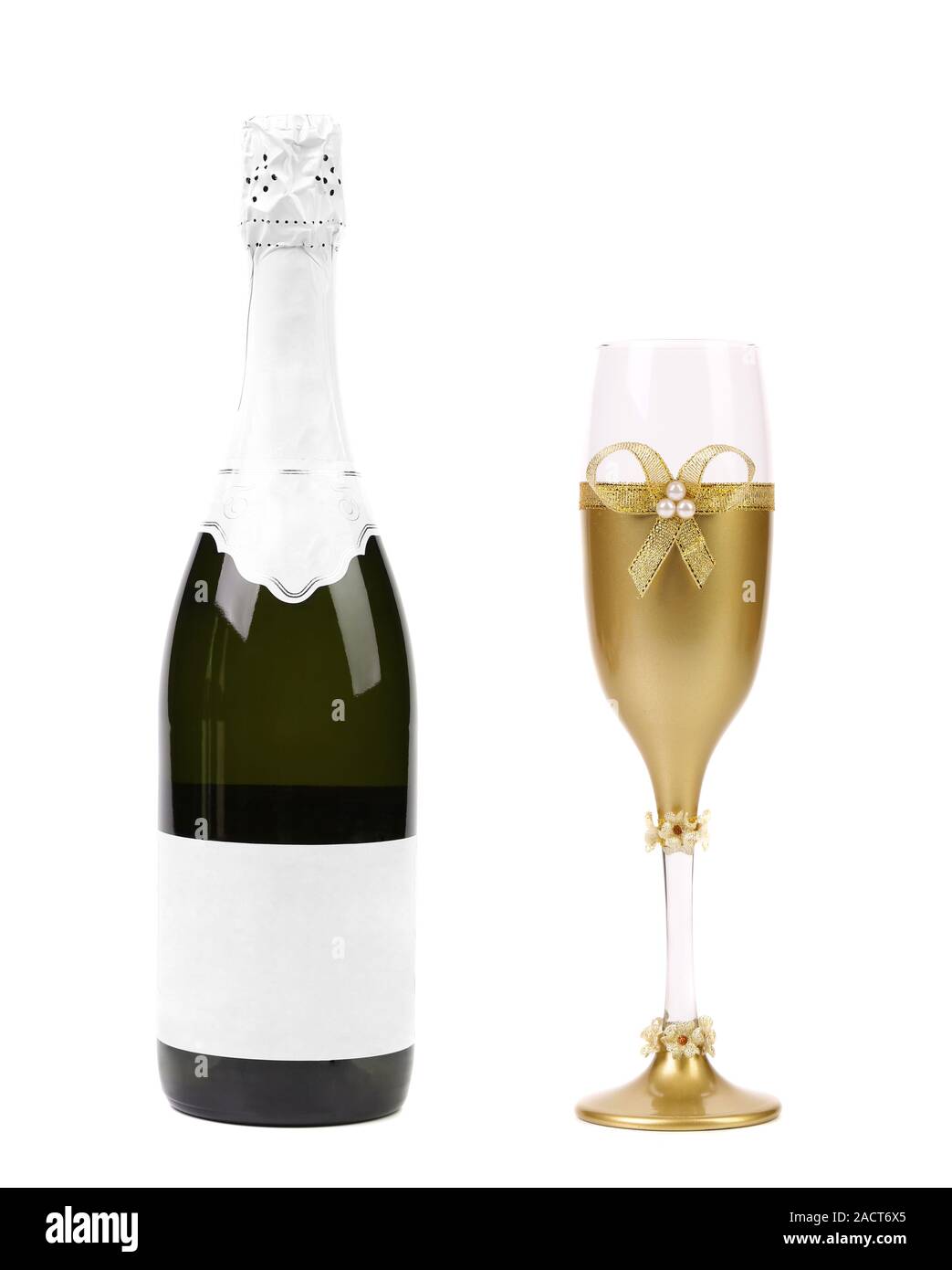 Champagne bottle and glass. Stock Photo