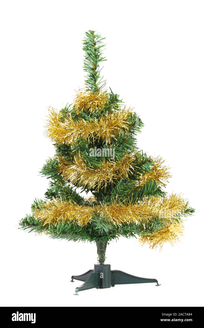 Christmas tree wrapped in tinsel Stock Photo Alamy