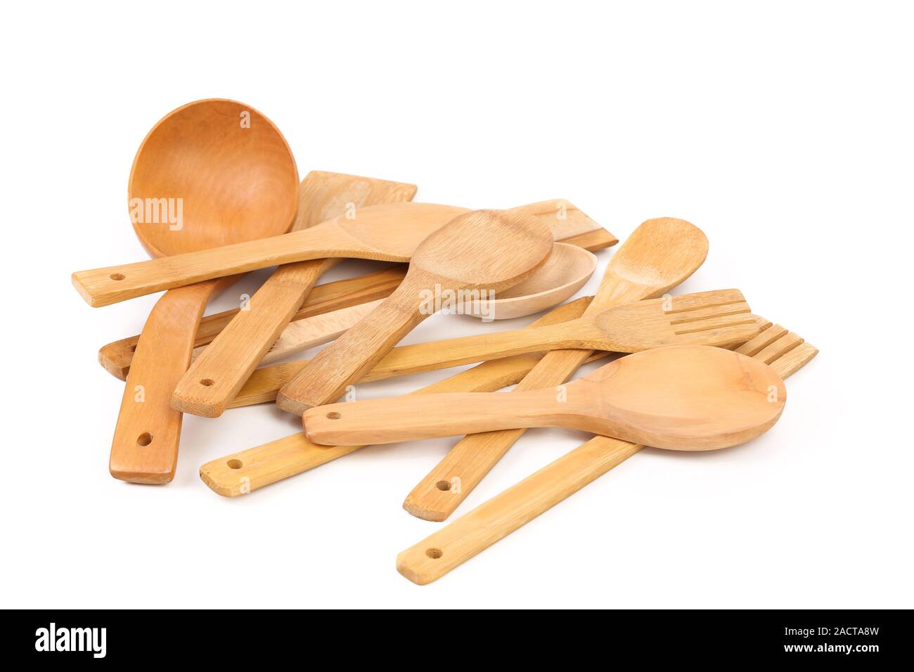 Wooden kitchen utensils set Stock Photo Alamy