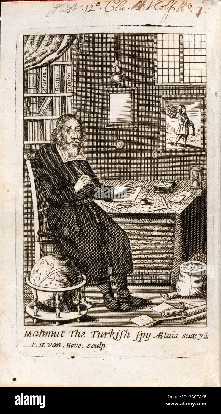 Mahmut the famous Turkish spy. Image taken from The Fifth Volume of Letters writ by a Turkish Spy Translated into Italian or rather, written in Italia Stock Photo