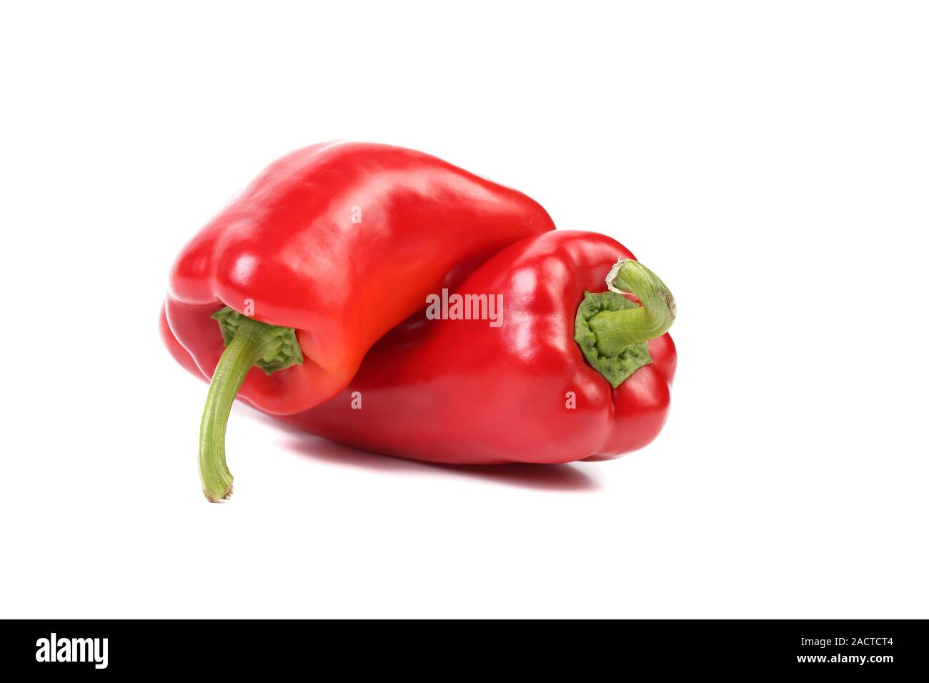 Two red sweet pointy pepper(capsicum). Stock Photo