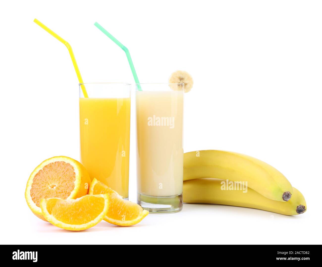 Juices of orange and banana. Fruits Stock Photo Alamy