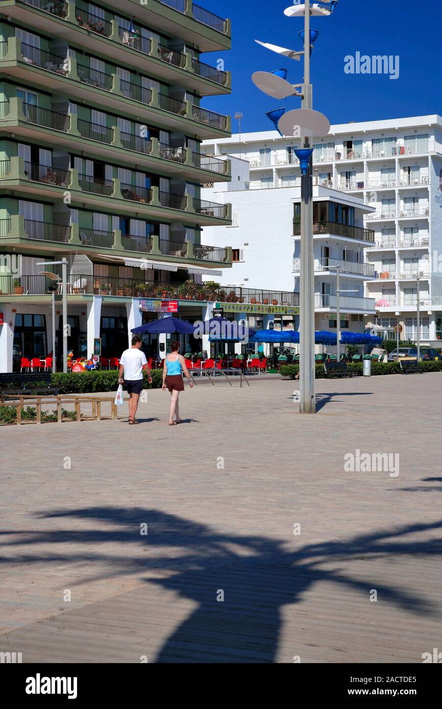 View over the resort of Ca'n Picafort, Bay of Alcudia, Mallorca Island, Balearic Isles, Spain Stock Photo