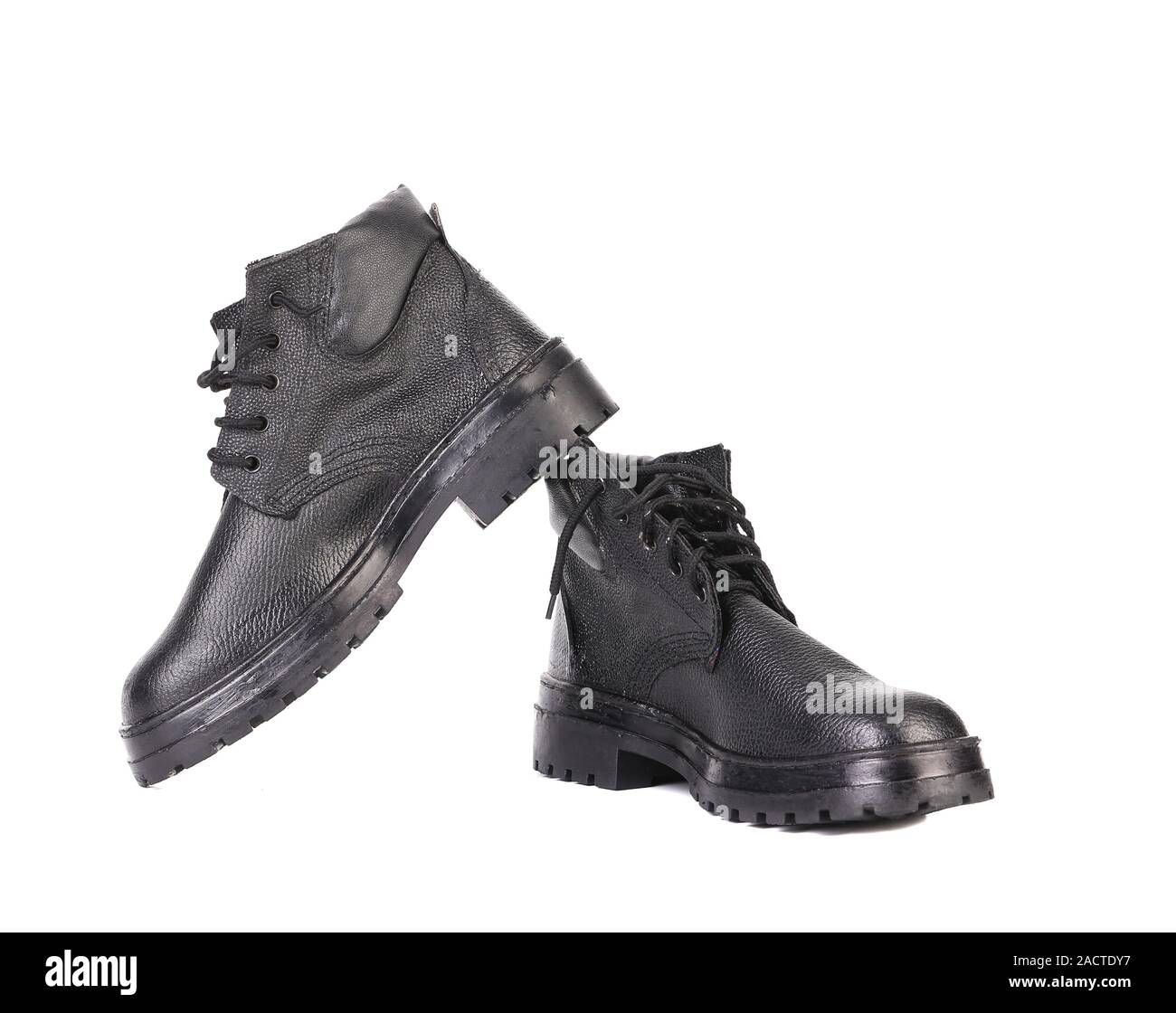 Black leather boots Stock Photo - Alamy