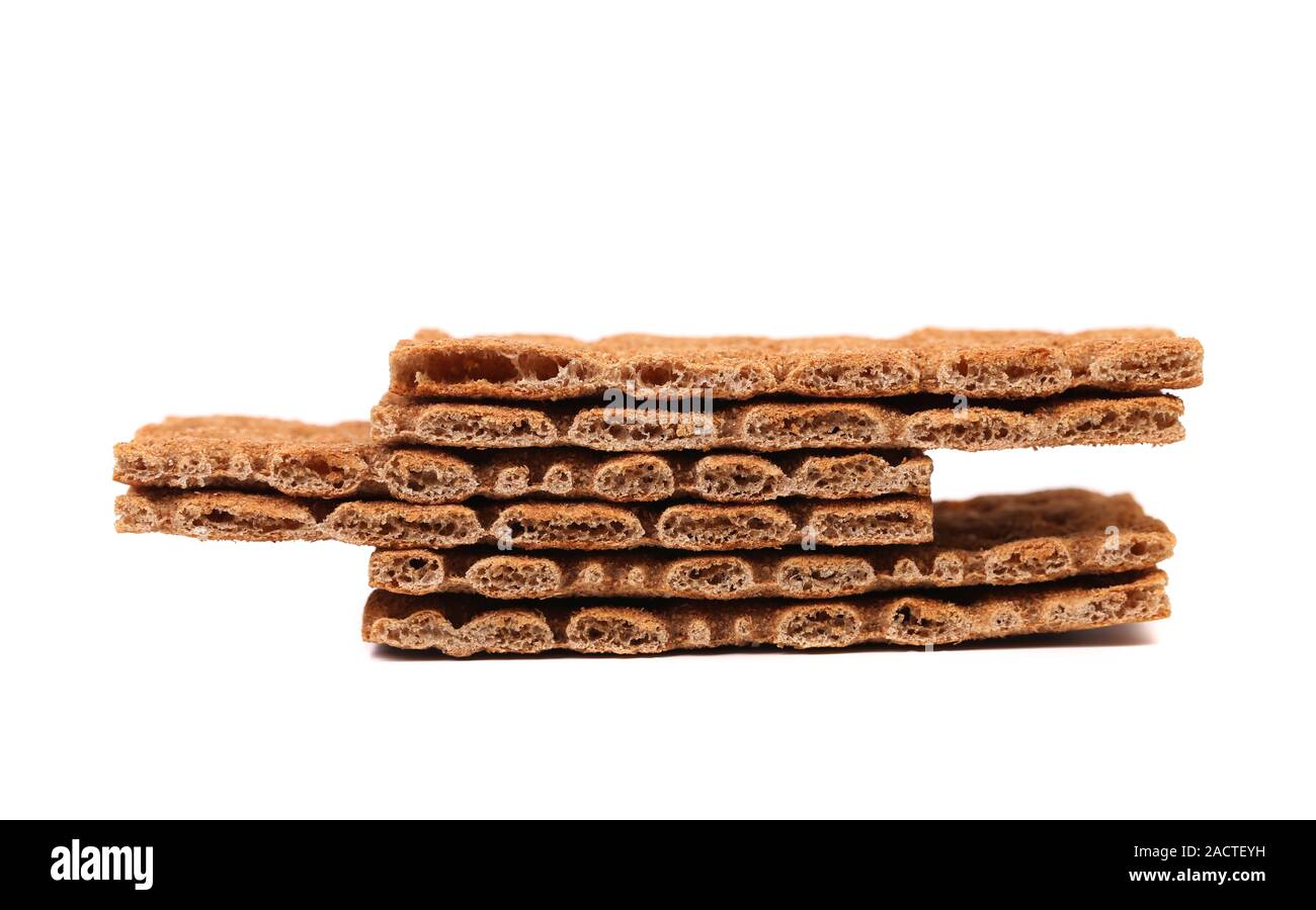 Stack of whole grain crisp bread. Stock Photo