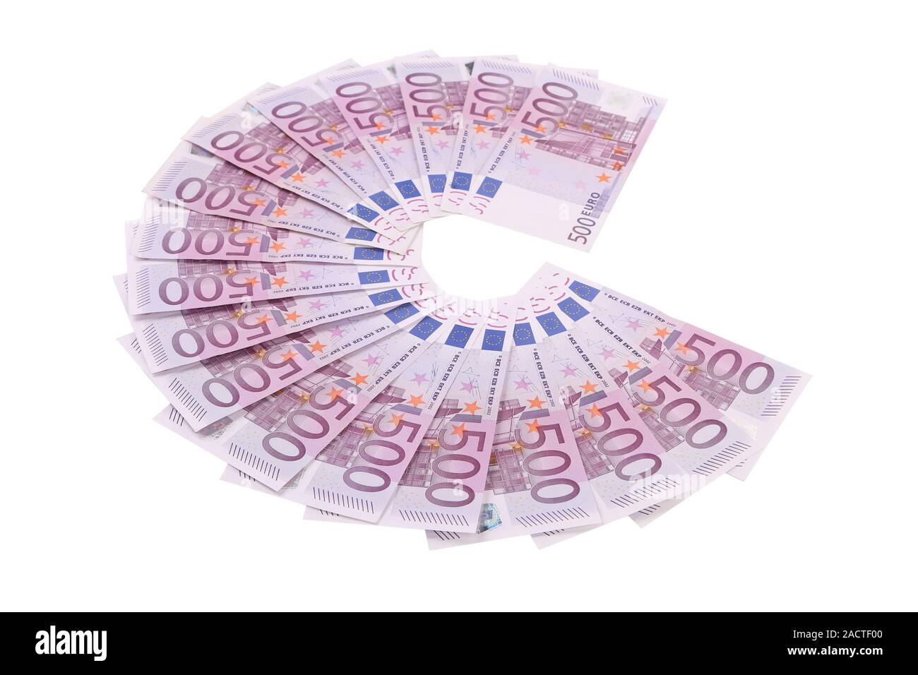 Several 500 euro banknotes Stock Photo