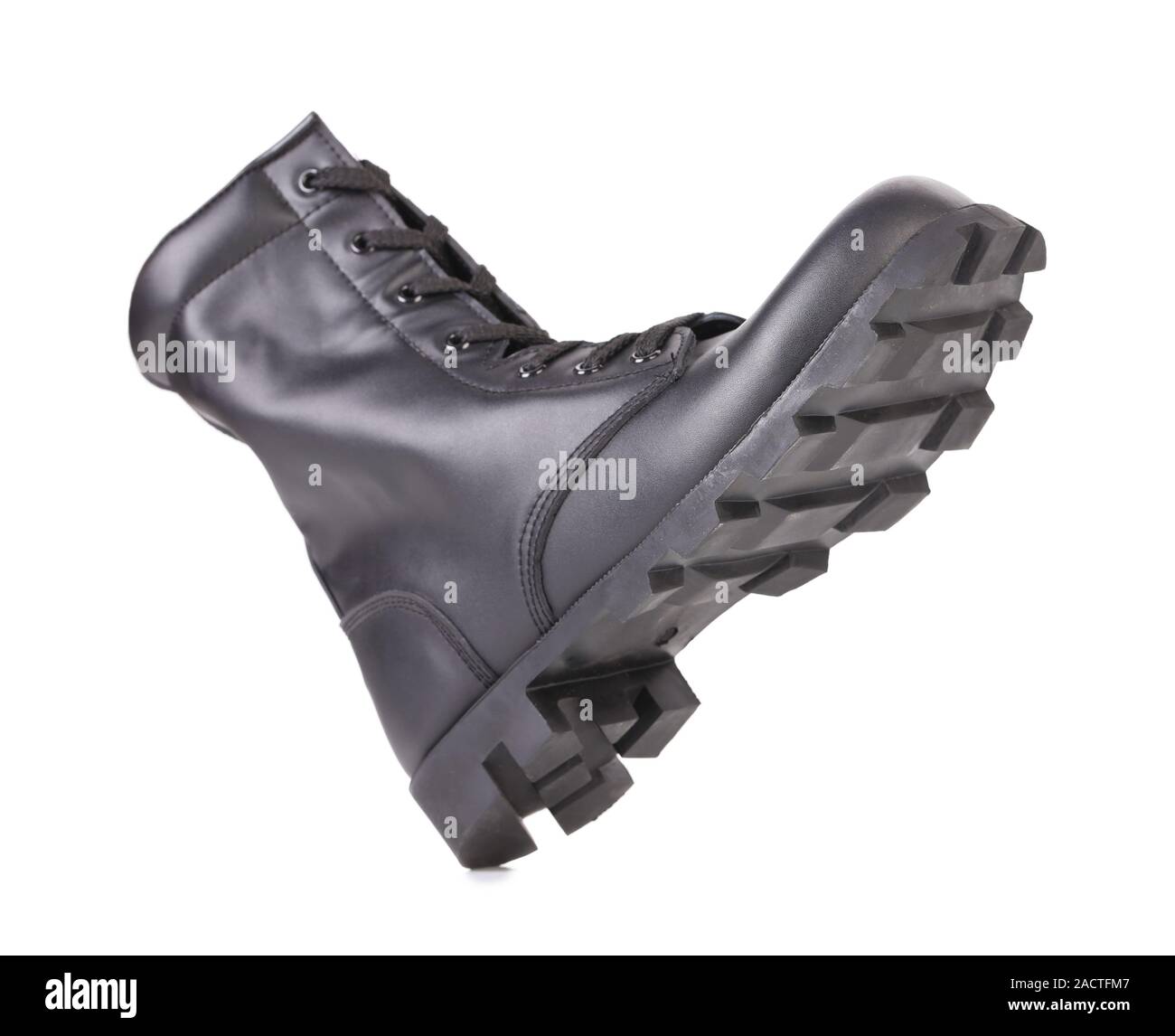 Rough boot on a high thick sole. Stock Photo