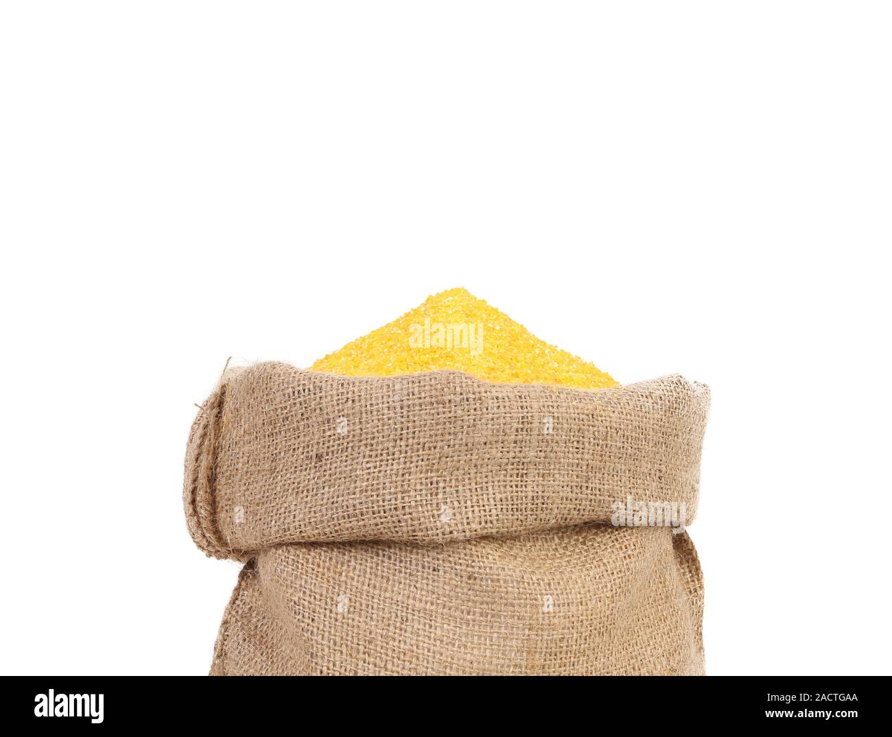 Closeup of sack with corn flour Stock Photo Alamy