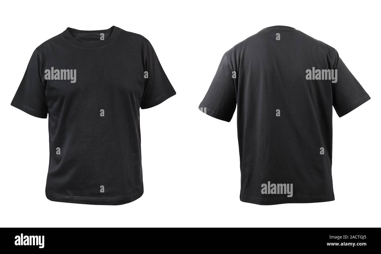 Black t-shirt front and back view Stock Photo - Alamy