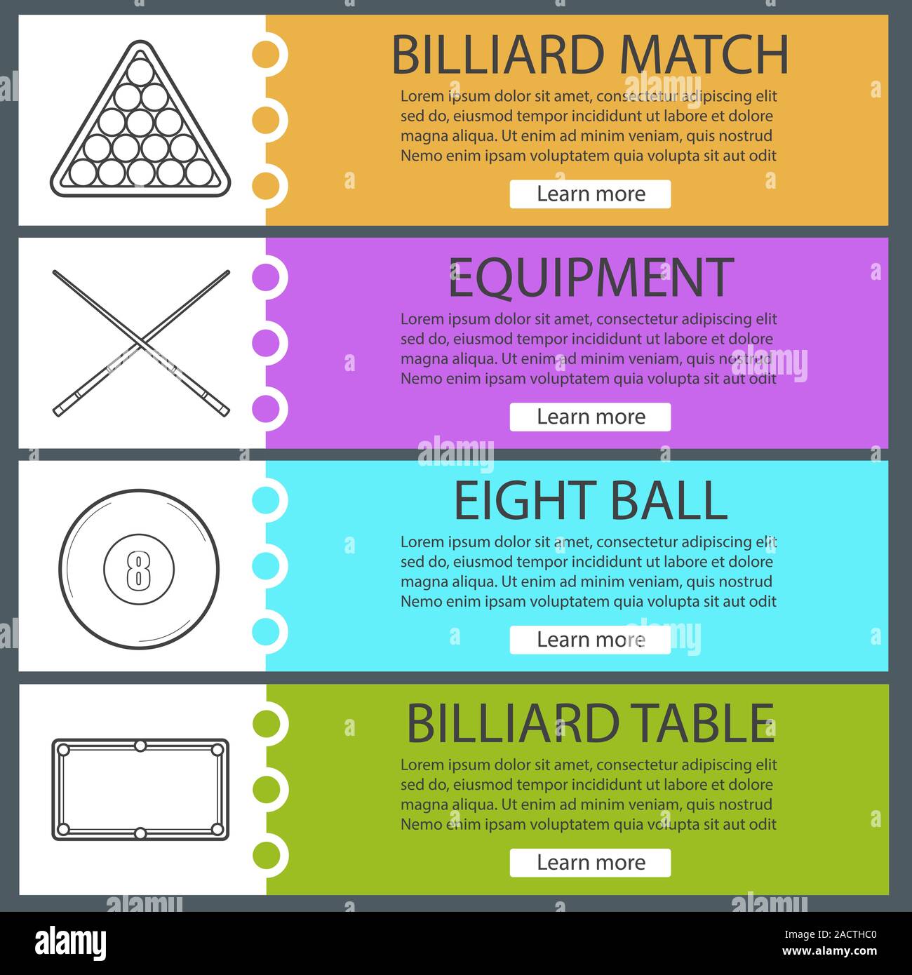 Billiard banner templates set Easy to edit Snooker ball rack crossed Billiard banner templates set Easy to edit Snooker ball rack crossed