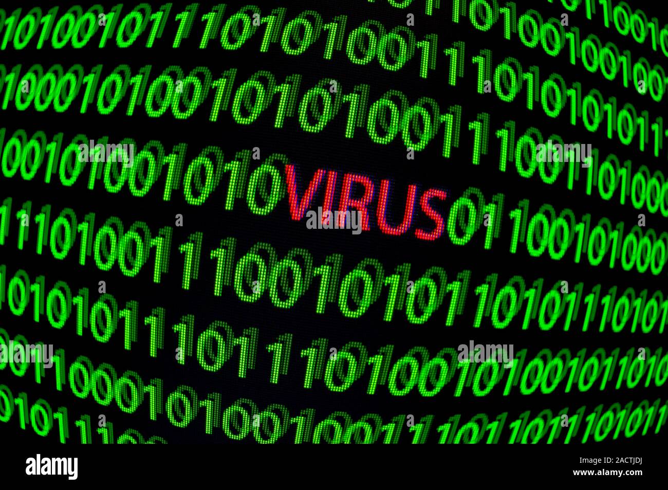 Computer virus, conceptual image. Computer viruses are computer programs that can carry out harmful instructions and copy themselves to other computer Stock Photo