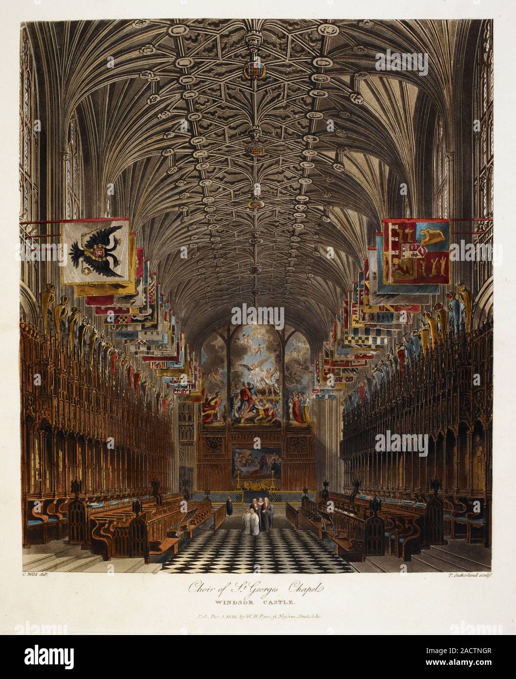 Choir of St George's Chapel, Windsor Castle, Colour illustration ...