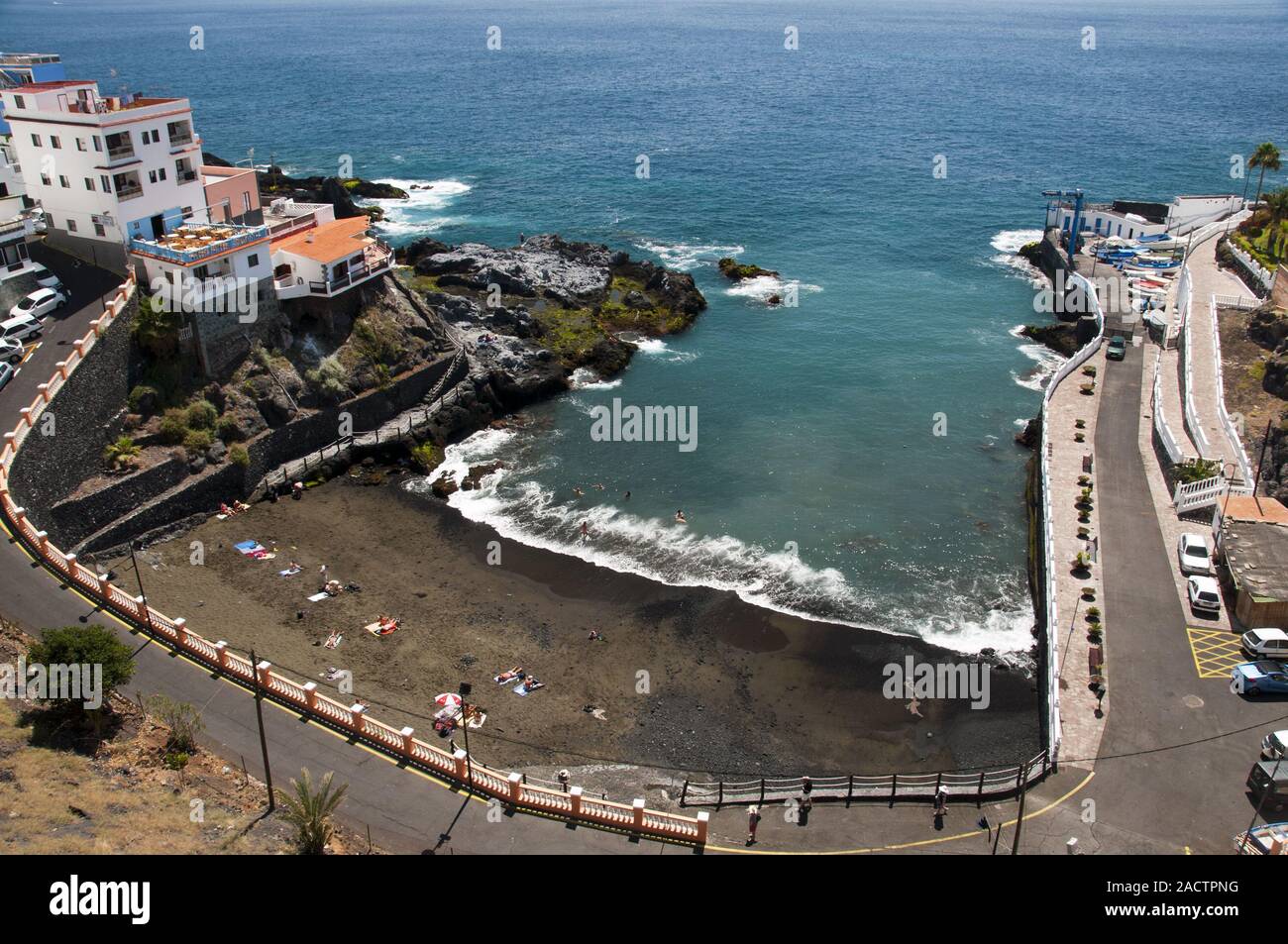 Playa Chica in Puerto de Santiago, Los Gigantes, Teneriffa, Kanarische Inseln, Spanien, Europe Stock Photo