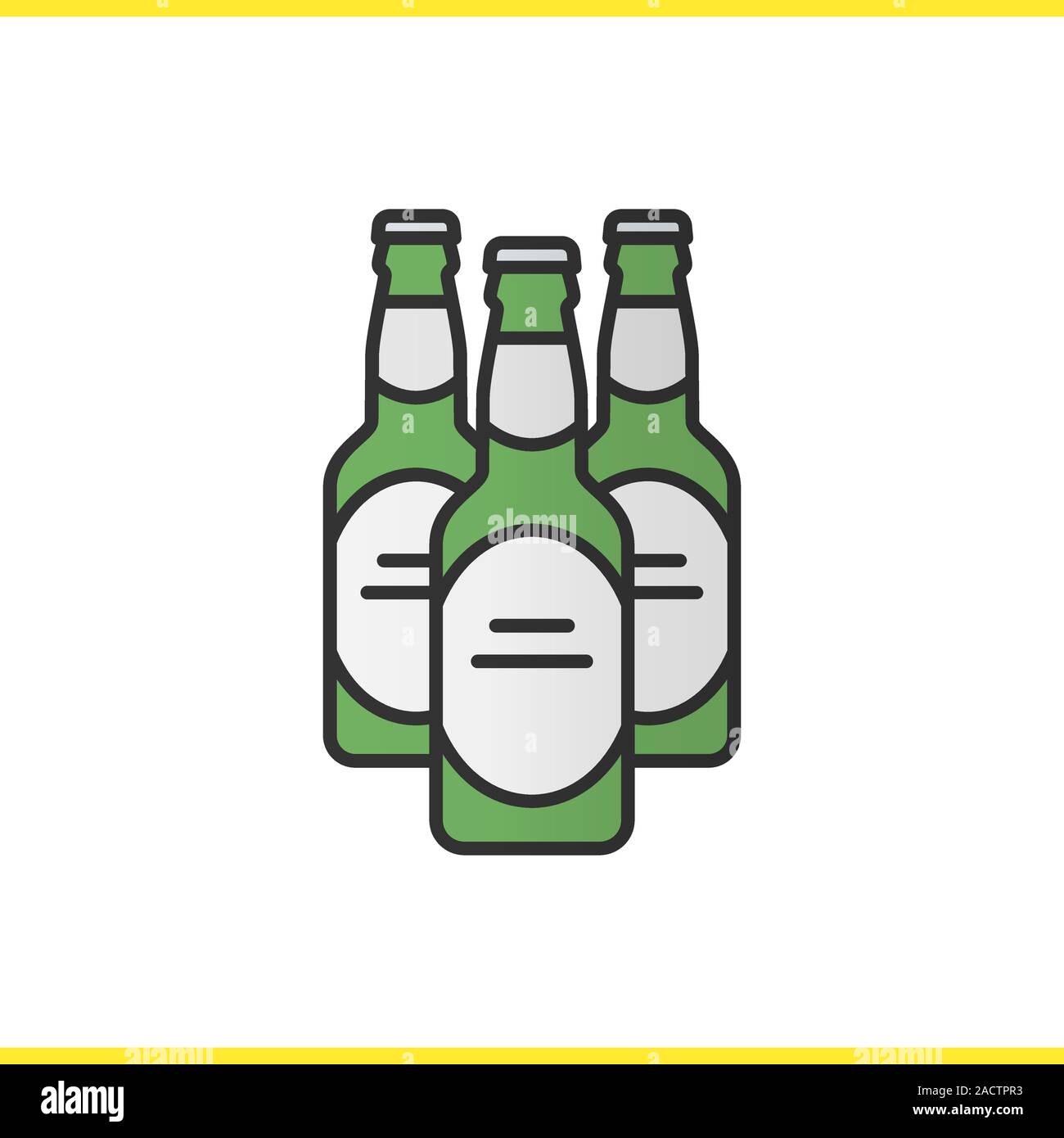 Beer bottles color icon. Isolated vector illustration Stock Vector