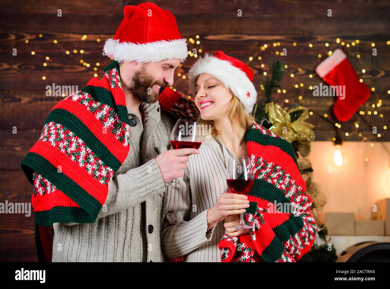 I Love You So Much Merry Christmas Family Drink Wine Woman And Man Love Xmas Greeting Time Couple Feeling Cozy Happy New Year Holiday Celebration Couple In Love Santa Hat Time For