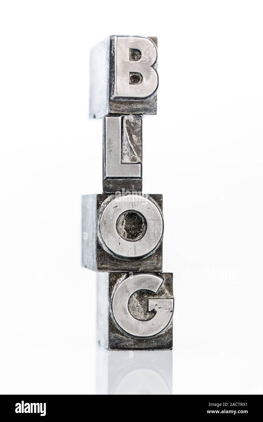 Blog written with lead letters Stock Photo - Alamy