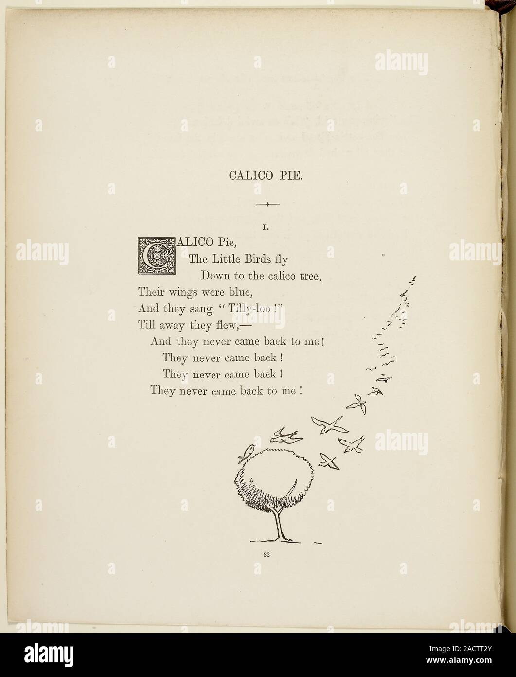 Little birds flying to the Calico tree. Verse and illustrations from A ...