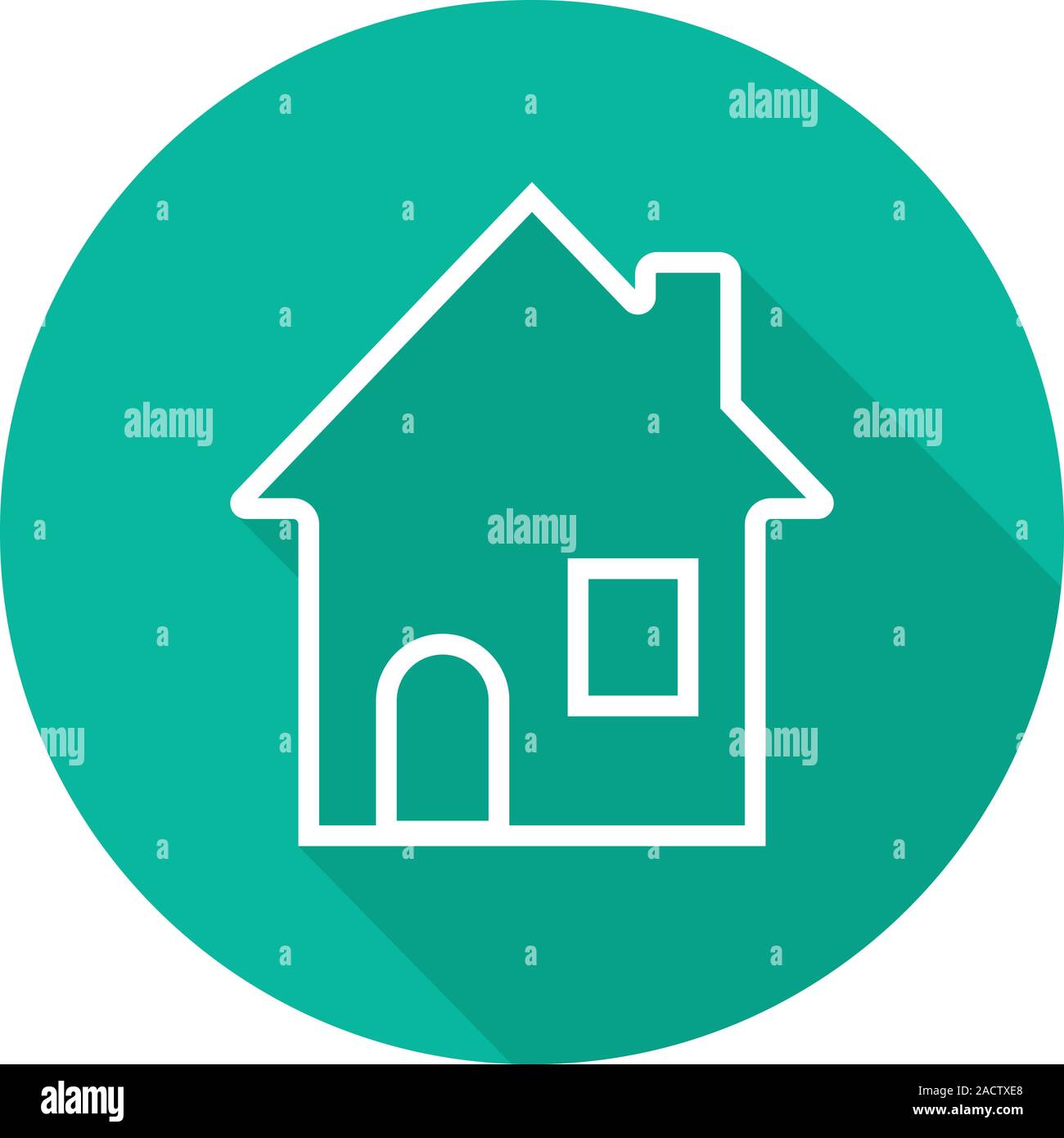 House flat linear long shadow icon. Home. Cottage. Vector line symbol ...