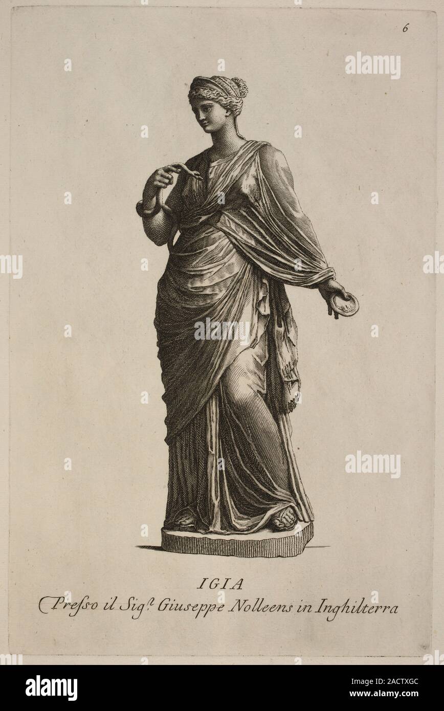 Illustration of statue of woman in classical robes. Igia, Denkmaeler ...