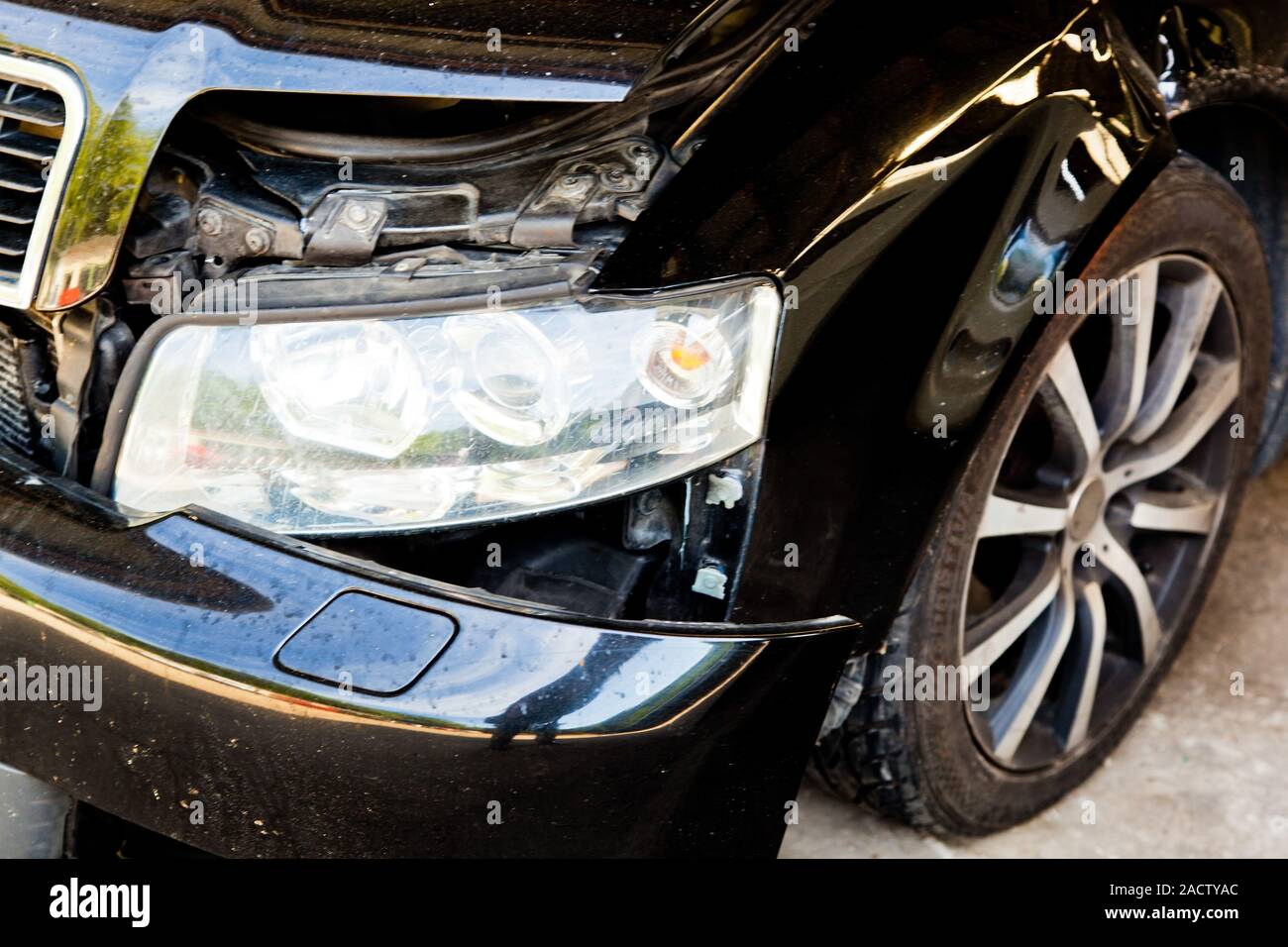 Car with body damage after an accident Stock Photo Alamy