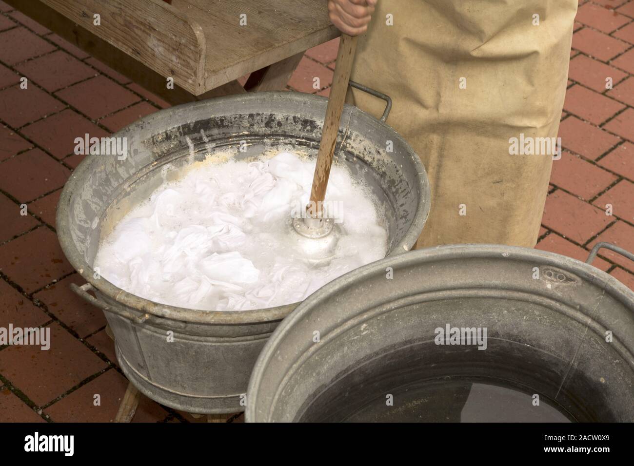 Hand wash in an old tub Stock Photo Alamy
