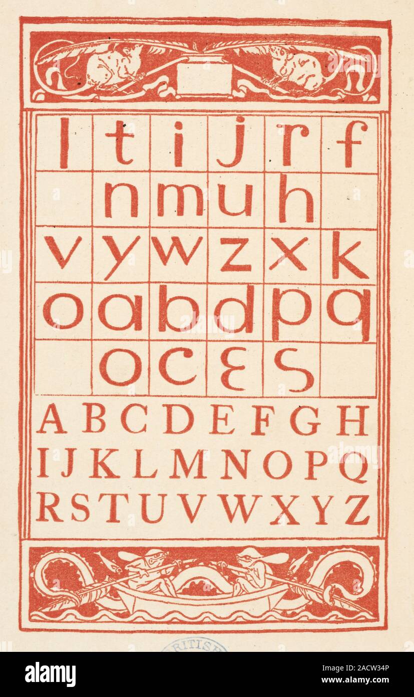 A chart showing letters of the alphabet. The Golden primer, Illustrated