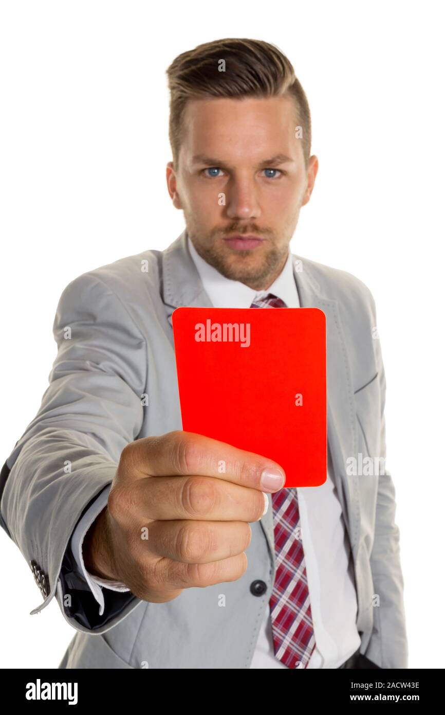 Manager with red card Stock Photo Alamy