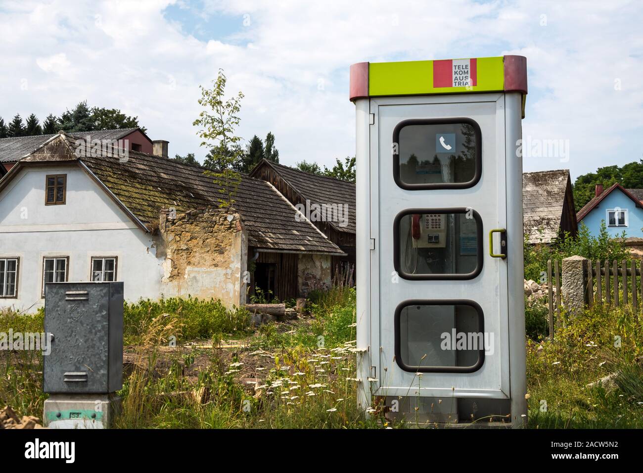 Telephone box in Austria Stock Photo