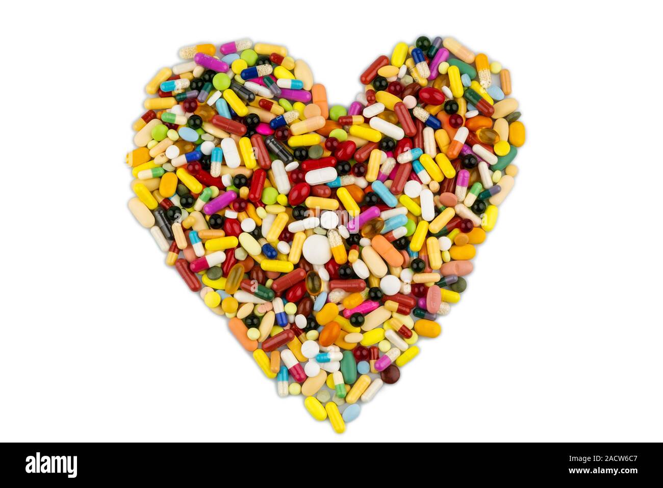 Colourful heart shaped tablets Stock Photo