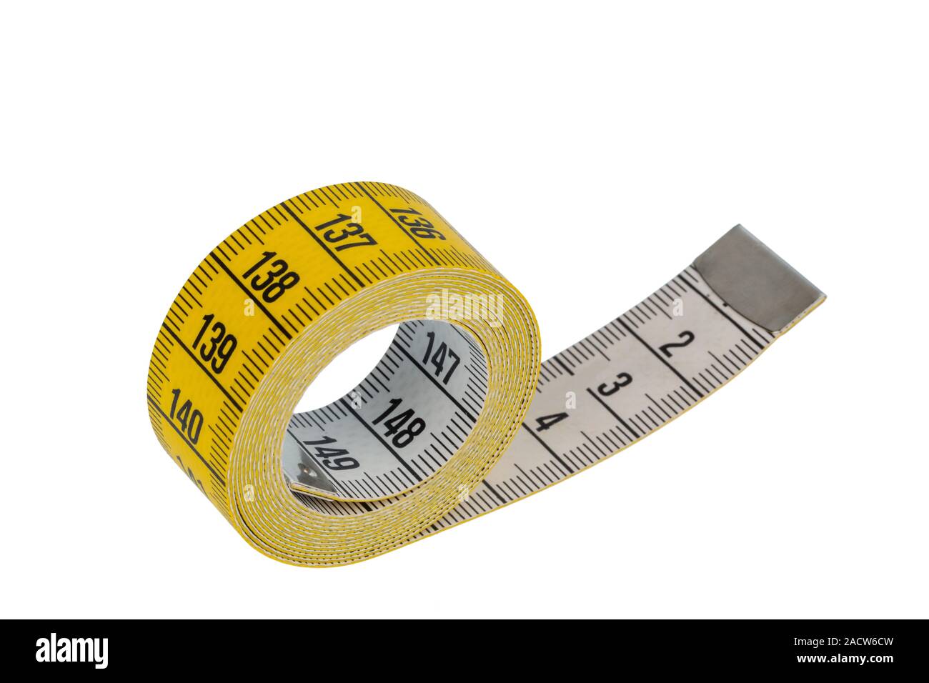 Yellow tape measure Stock Photo