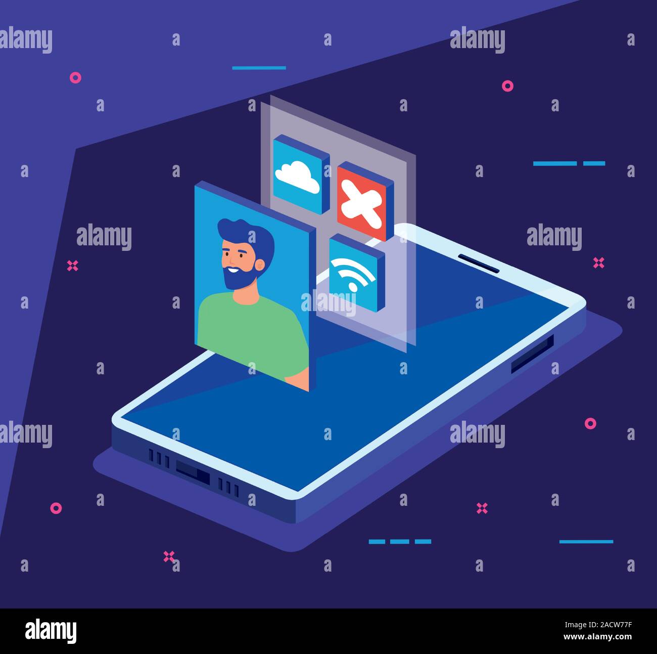 Man with isometric smartphone vector design Stock Vector Image & Art ...