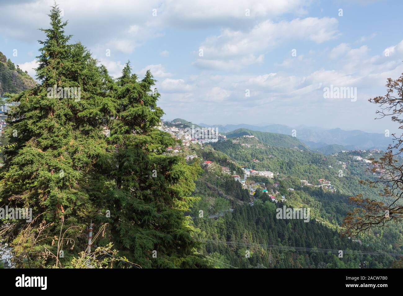 Landscape of Mussoorie hill side in Uttarakhand India Stock Photo