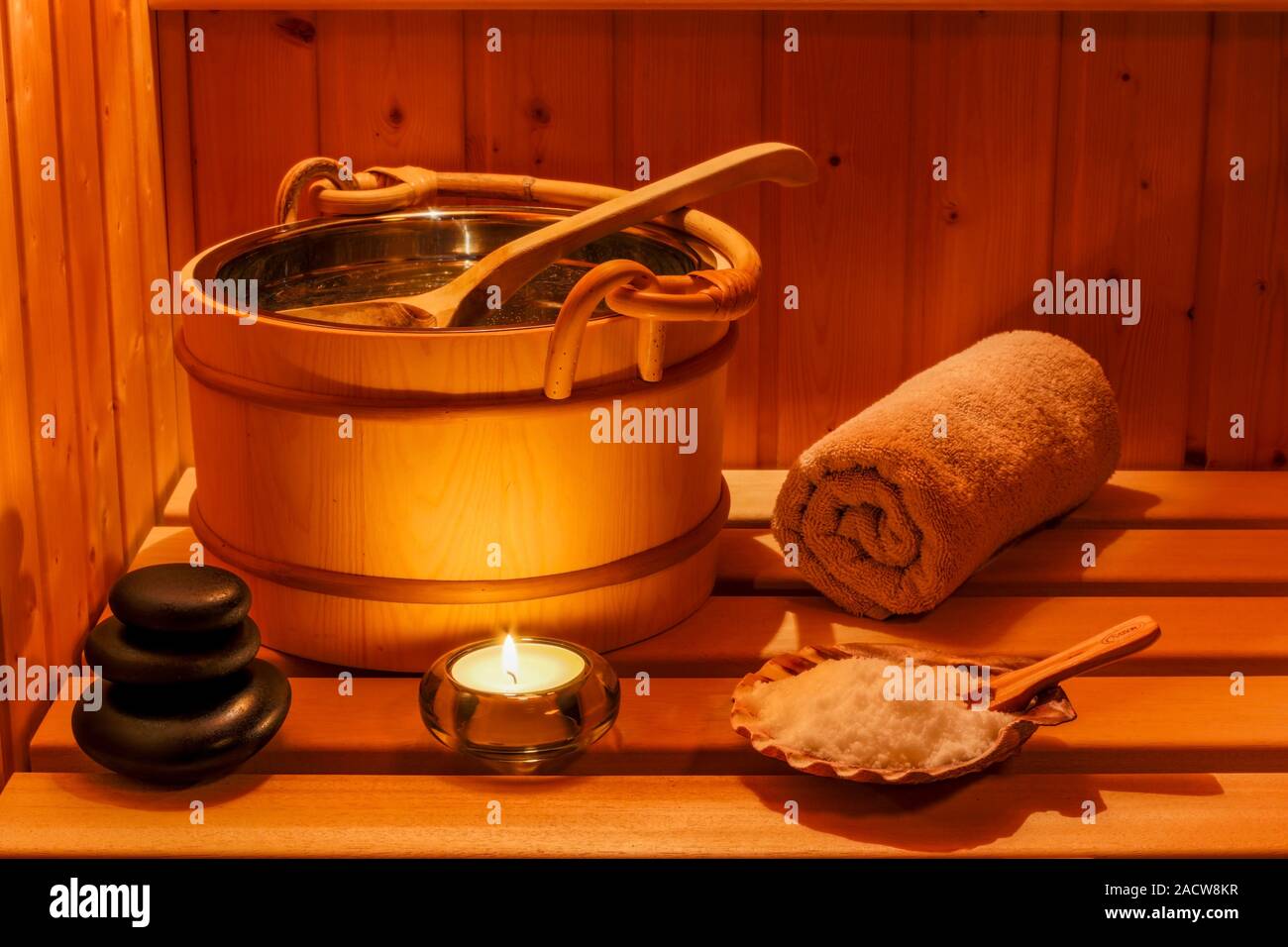 Wellness and spa in the sauna Stock Photo