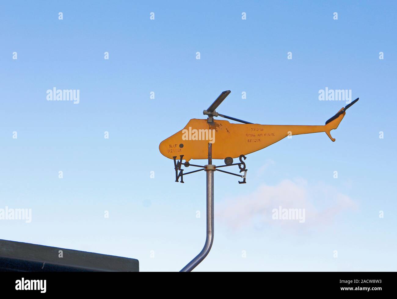 A weathervane design based on an RAF Air Sea Rescue helicopter on the