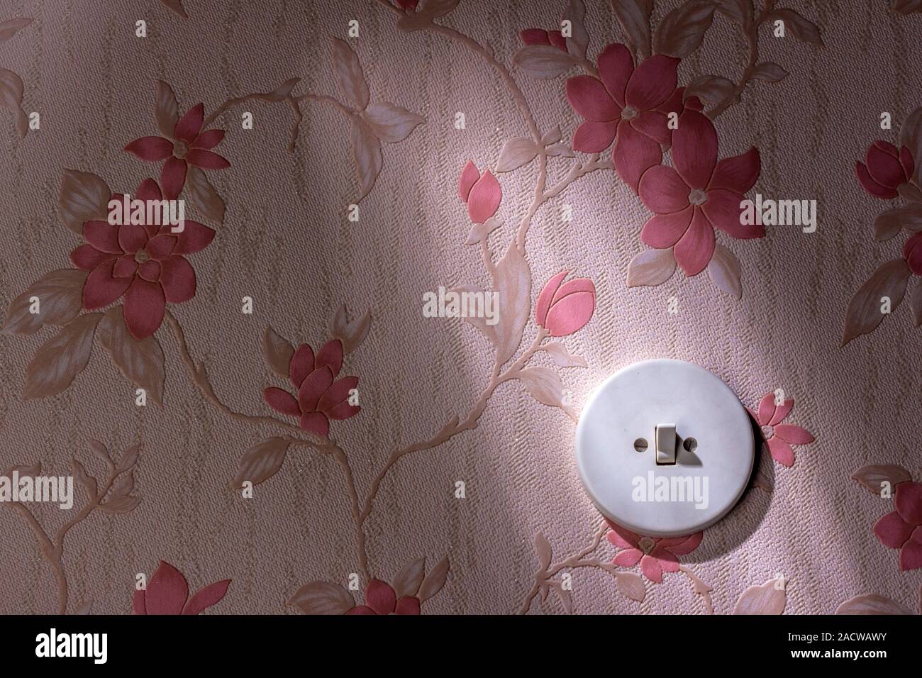 Old wallpaper with light switch Stock Photo - Alamy