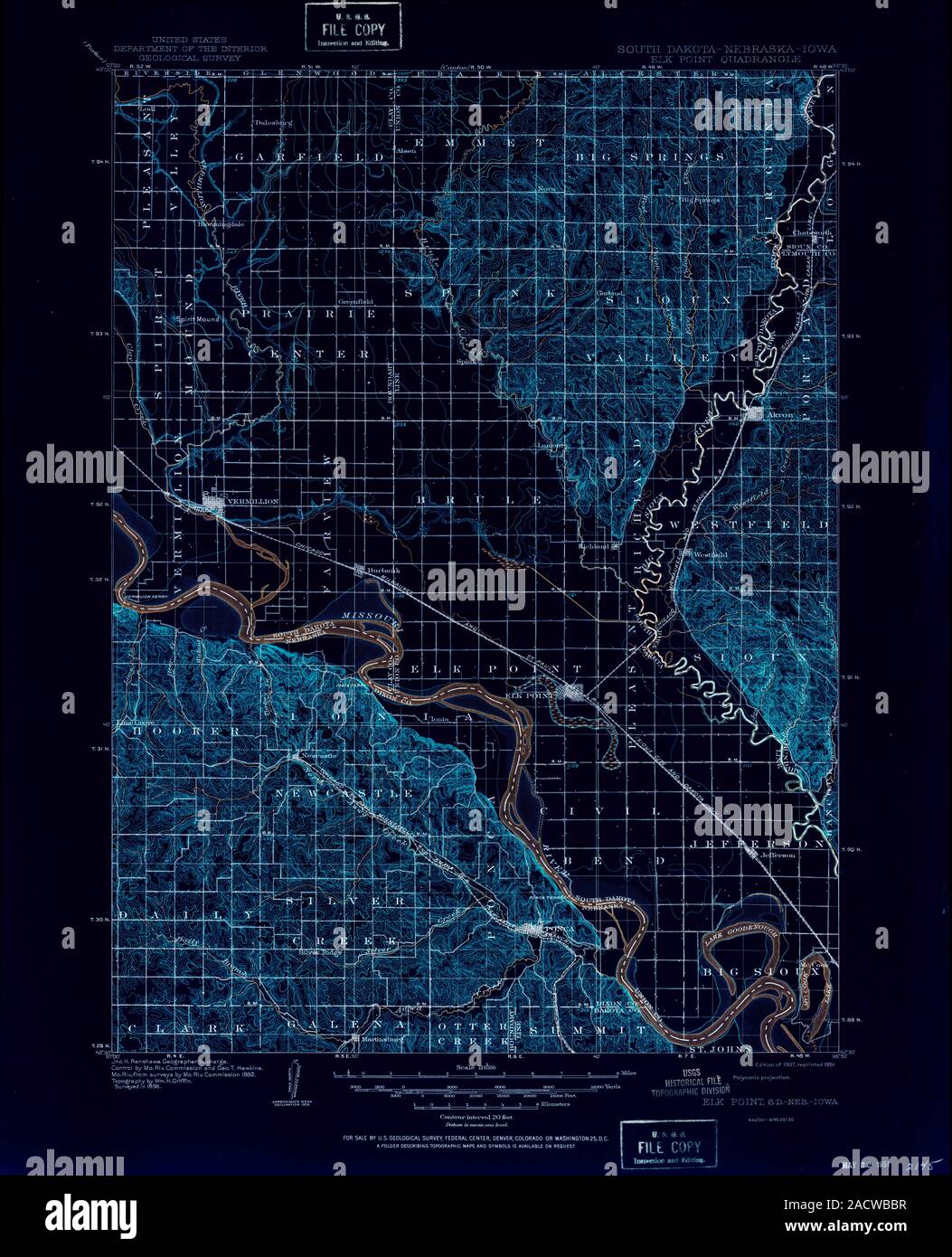 USGS TOPO Map South Dakota SD Elk Point 344778 1907 125000 Inverted