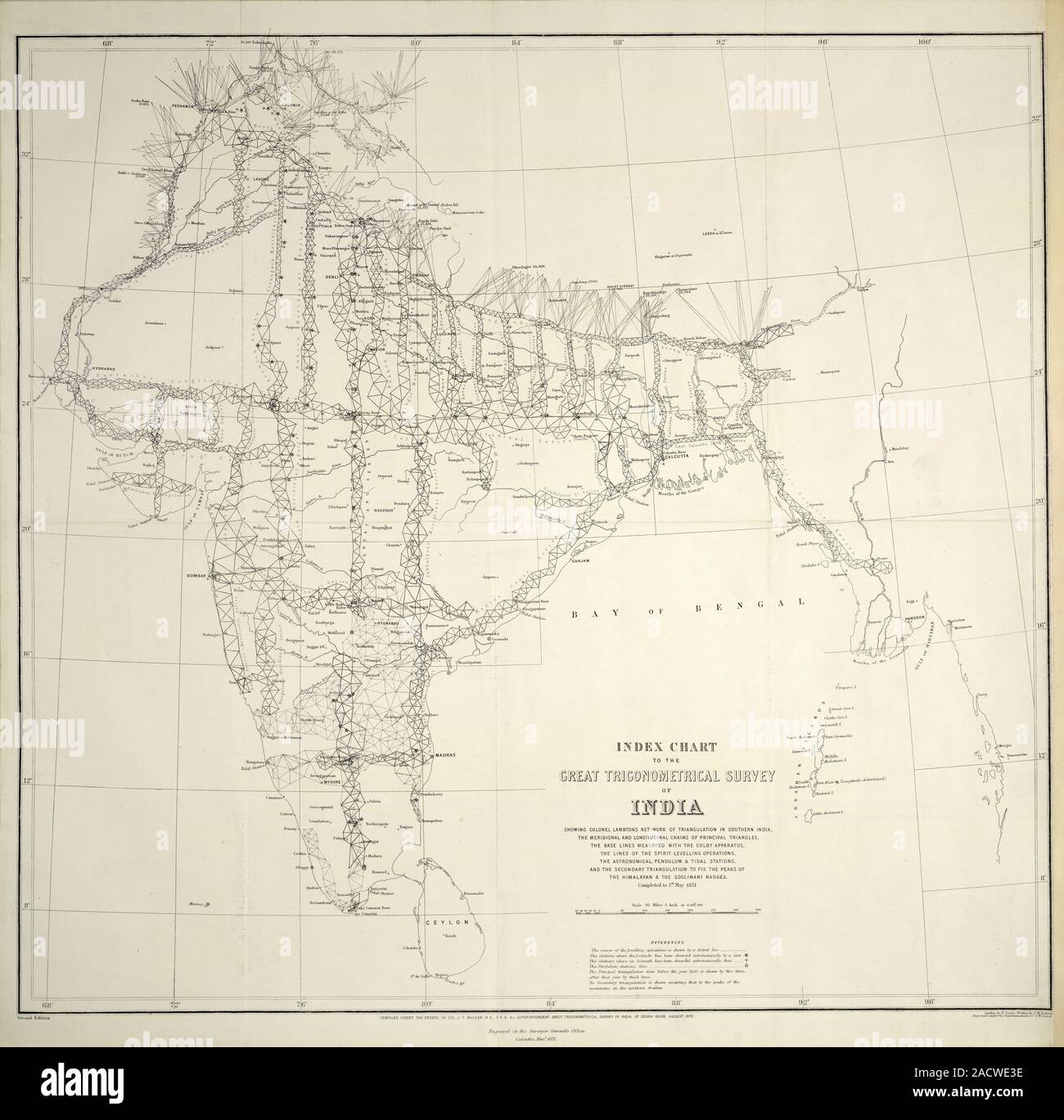 Index Chart to the Great Trigonometrical Survey of India. Sh. 595 x 570