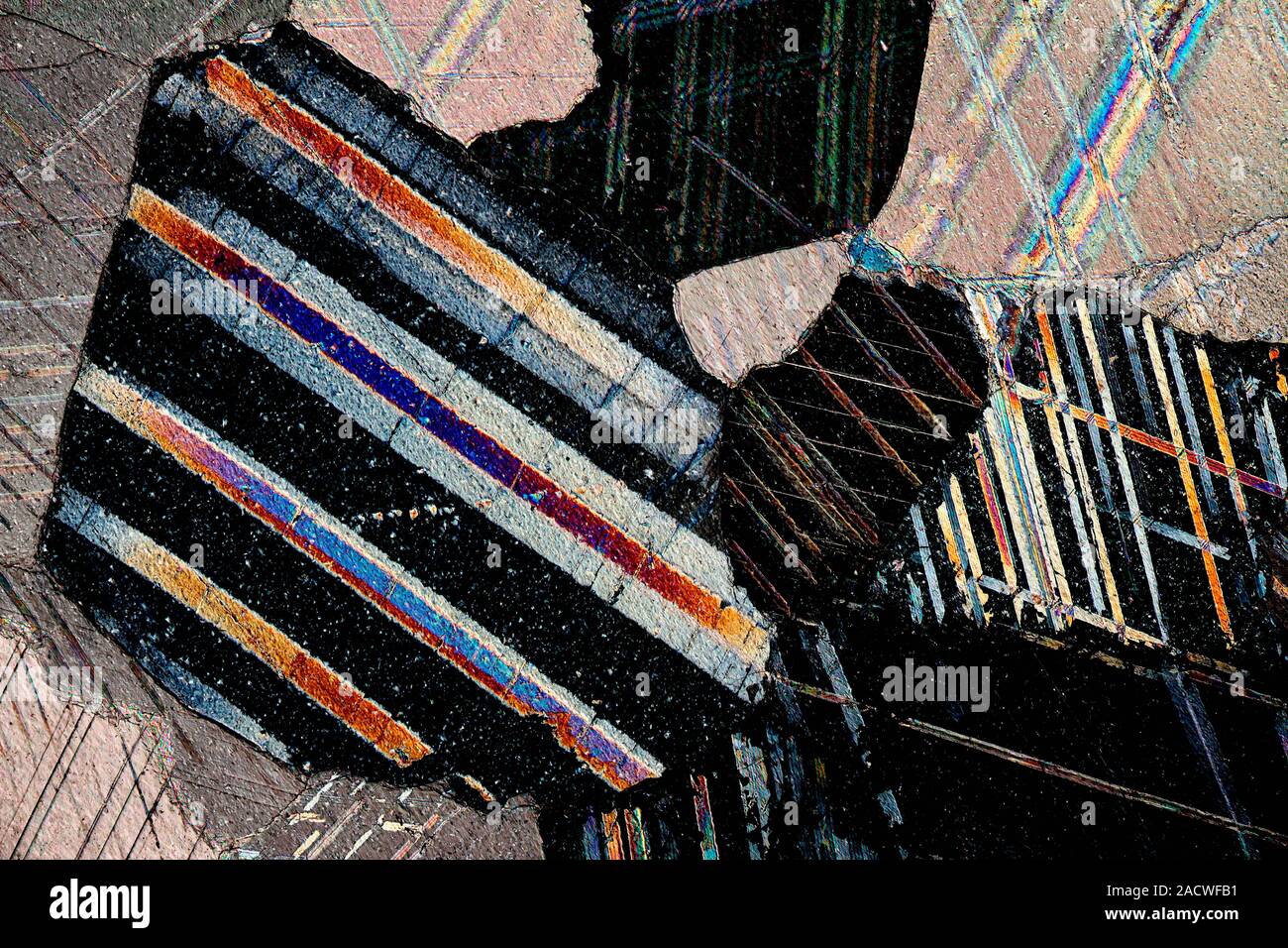 Marble. Polarized light micrograph of a thin section of marble. Marble ...