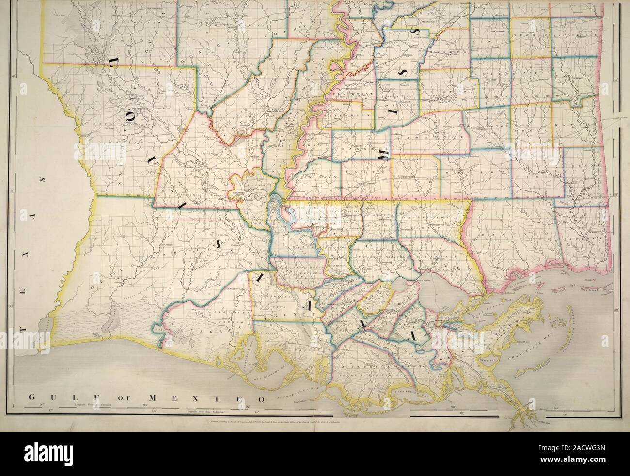 Louisiana and Mississippi Map from the American Atlas