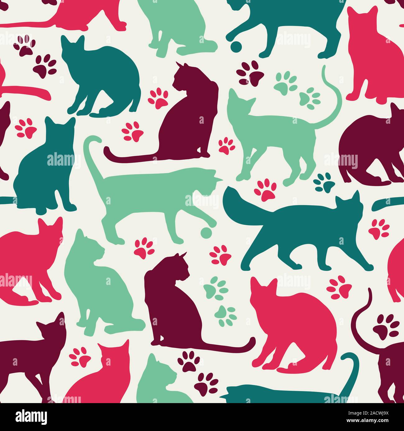 Seamless pattern of nicecolors cats background illustration Stock ...