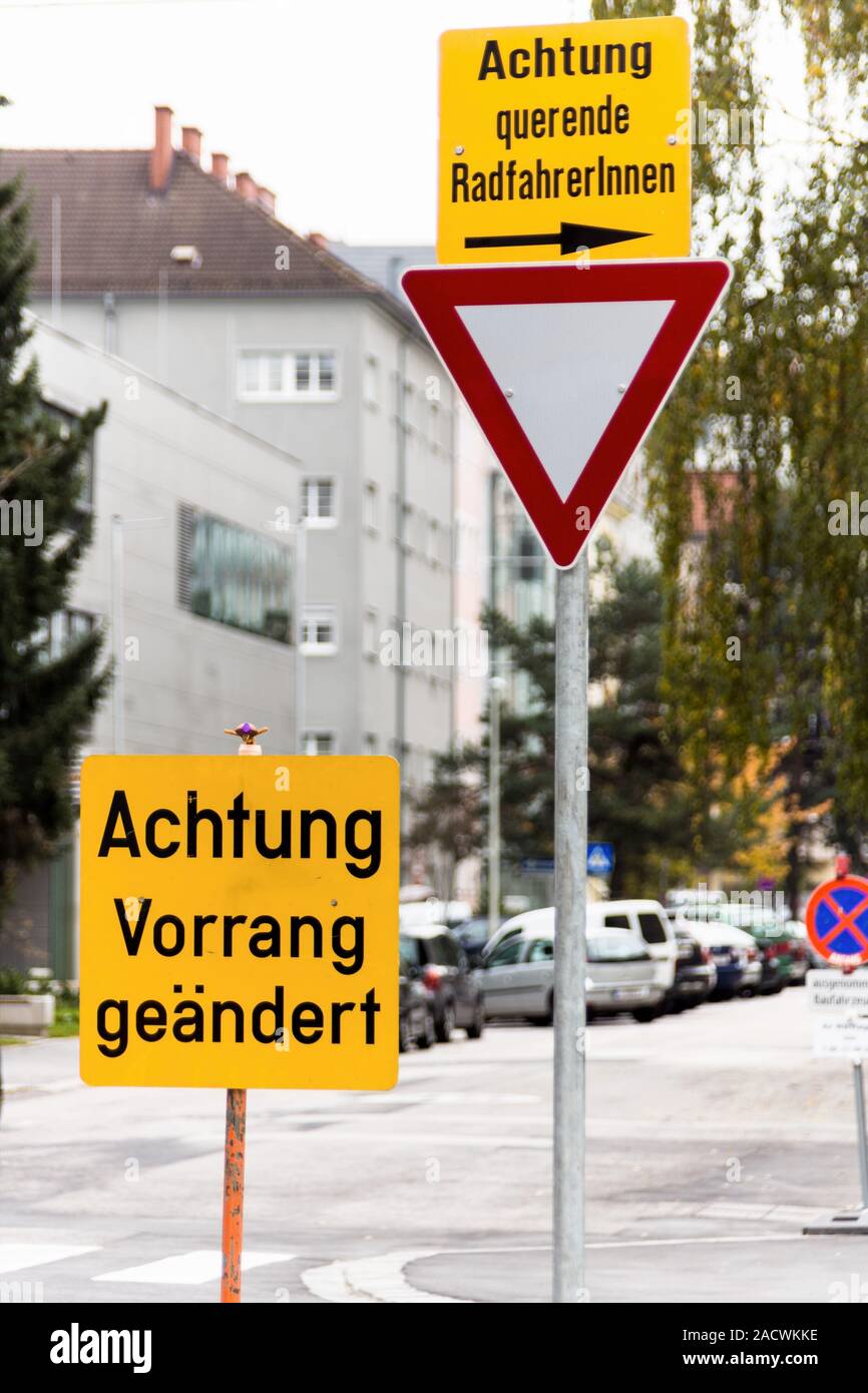 Traffic signs and regulation signs Stock Photo