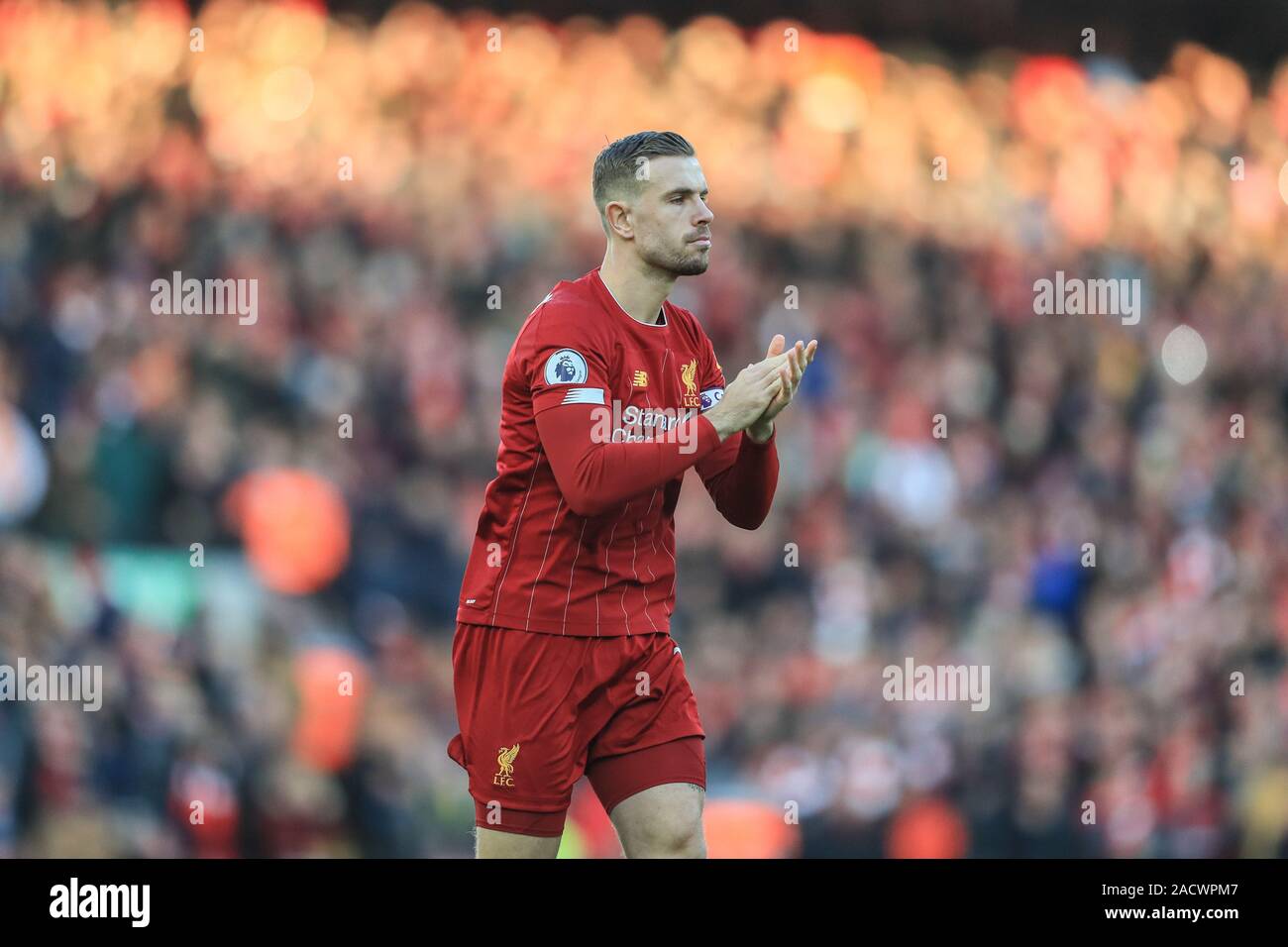 30th November 2019, Anfield, Liverpool, England; Premier League, Liverpool v Brighton and Hove Albion : Jordan Henderson (14) of Liverpool during the game Credit: Mark Cosgrove/News Images Stock Photo