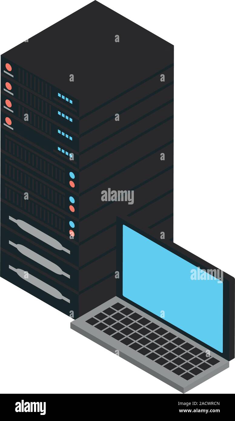 laptop computer portable with data server Stock Vector Image & Art - Alamy